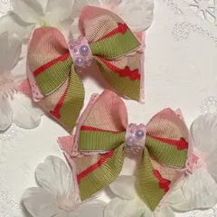 2個セット♡繰り返し使える！パールと和柄・レースリボンの ヘアゴム ヘアクリップ