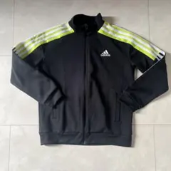 adidas ジャージ 黒/蛍光グリーン　140cm