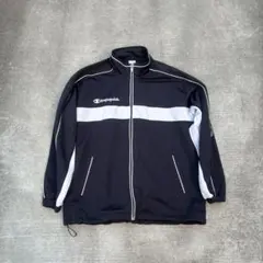 90s Champion トラックジャケット 刺繍ロゴ黒 L テックY2K 古着