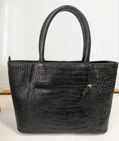 黒 クロコダイル風トートバッグ（美品)