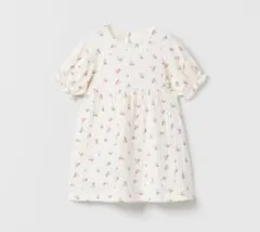 ZARA zara kids テクスチャーフラワーワンピース　エクリュ　116㎝