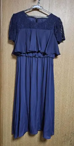 【Lavannoa】 ネイビー レーストップス フレアドレス