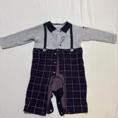 bebe reductionチェック柄ロンパース 襟付き　80 セレモニー