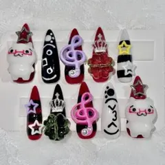 ♡現品♡ロングネイルチップ　平成女児　ウィッシュコア　ショボーン　顔文字　パンク