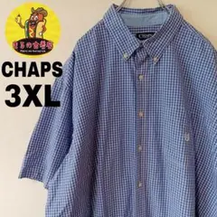 USA古着 CHAPS　半袖ボタンシャツ3XL　ブルーホワイト　チェックのサムネイル