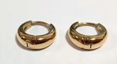 【美品】ドロップ フープピアス サージカルステンレス ゴールドカラー 両耳用
