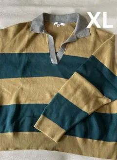 【ユニクロ】スムースコットンリラックスポロセーター ボーダー XL 綿100%