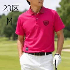 23区SPORT ポロシャツ M レッド 刺繍ロゴ ストライプ襟 オンワードのサムネイル