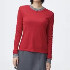 【新品未使用タグ付き】GU ソフトシアークルーネックT レッド