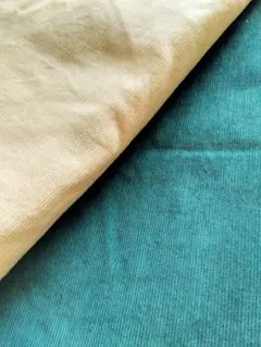 厚地コーデュロイ生地 クリーム＆グリーン