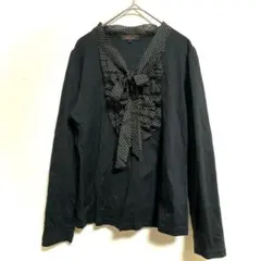 m.f.editorial ドットボウタイフリル長袖ブラウス 黒 Lサイズ 水玉のサムネイル