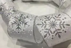 【ワイヤーエッジリボン】 ・スノーフレイク② ・幅6.3㌢・2m