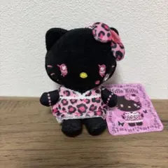 サンリオ ヒョウ柄 ギャルキティ マスコットぬいぐるみチャーム 黒色 ブラック