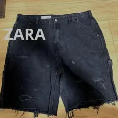 ZARAダメージ加工 デニム ハーフペインターパンツ