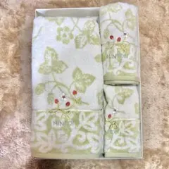 未使用◎MINTON ミントン タオルセット 3枚 苺柄 イチゴ グリーンのサムネイル