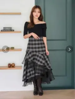 web完売！ MERCURYDUO 異素材使いティアードスカート Sサイズ