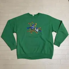 古着　アニマル　スウェット　JERZEES バード　鳥　グリーン