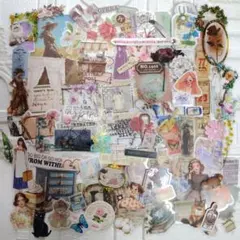 コラージュ素材 ステッカー 110枚 おすそ分け フレークシール PP