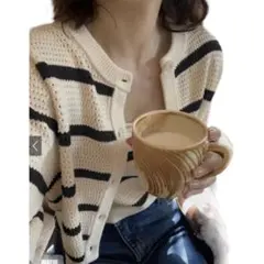 ボーダー柄キャミソールXカーディガンニットアンサンブル