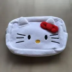 【新品】ハローキティ ポーチ ホワイト ふわふわ ペンケース 筆箱 白 サンリオ
