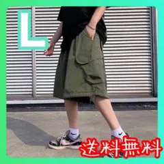 カーゴパンツ ハーフパンツ ワイドパンツ ショートパンツ ブラック 軽量 生地薄