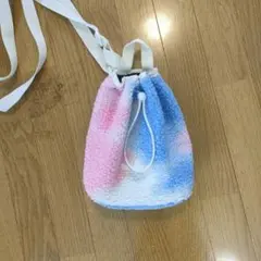 新品同様☆フリース巾着＆小リュック2wayピンク青