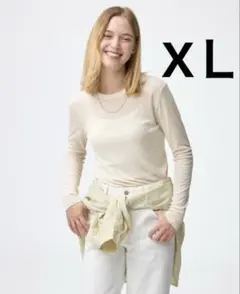 GU ソフトシアークルーネックT XL ナチュラル