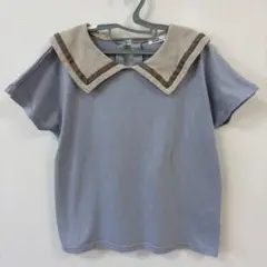 ペアマノン 150cm セーラー襟　Tシャツ　くすみブルー