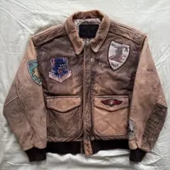 【90s】GALEONE A-2 フライトジャケット 裏地 地図 本革 ワッペン