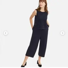 UNIQLO　レースオールインワンノースリーブ　ネイビー　L