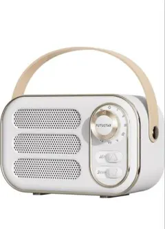 可愛い レトロ Bluetoothポータブルスピーカー【ホワイト】