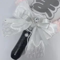 ペンライトリボン キンブレリボン 白 ホワイト シルバー ラメ