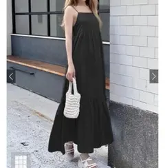 フリーサイズ　ストライプティアードキャミワンピース