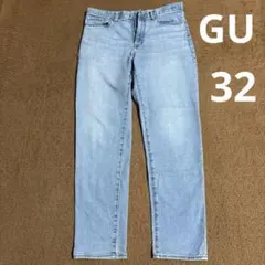 美品 1ヶ所のみ汚れ GU デニムパンツ メンズ 32インチ ブルーのサムネイル