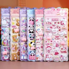 おしりぷにぷにシール 6枚セット キャラクター 3D マシュマロ