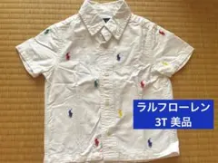 ラルフローレン 3T 100 半袖　シャツ　ポロ　刺繍　ホワイト　白シャツ