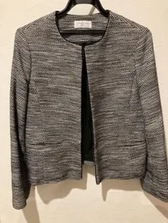 ノーカラーツイードジャケット