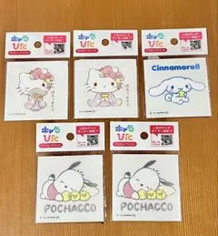 【新品】ハローキティ・シナモンロール・ポチャコ アイロンプリント 5枚セット