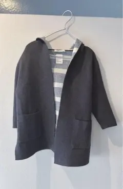 【ZARA kids】フード付きダークグレー ニットカーディガン＊110