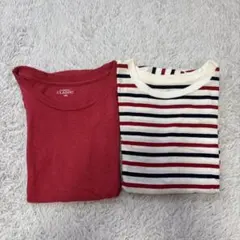 150Tシャツ　赤とボーダー２枚セット