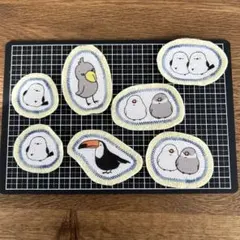 いろんな鳥のワッペン　クリーム色