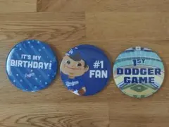 ドジャース バッジ 3個セット　ドジャースタジアム　缶バッチ