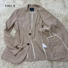 【美品】タカキュー　テーラードジャケット　ベージュ　裏地無し　アンコンジャケットのサムネイル