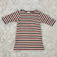 訳あり▲ORCIVAL オーシバル▲ロンT 7分袖カットソー赤白黒 ボーダー