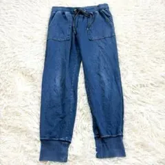 8022 デニム風ジョガーパンツ グランジ ブルー 大きいサイズ スウェット