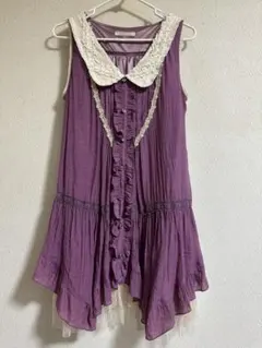 axes femme レース付きノースリーブワンピース/チュニック パープル