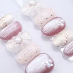 1321ネイルチップSサイズ 韓国 ガーリー 立体フラワー ちゅるん　マグネット