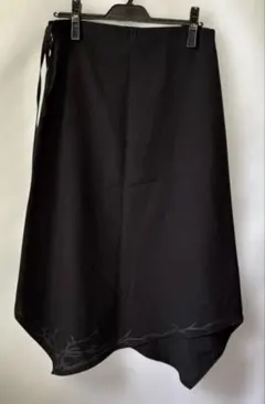 黒ブラックパンクモード系シンプルロングスカート変形個性的裏地なし韓国製