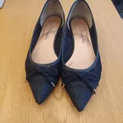 ポインテッドトゥパンプス ブラック レース