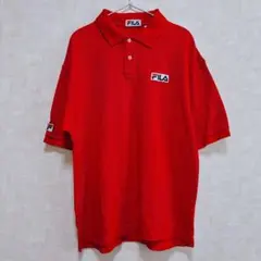 FILA ポロシャツ L 赤 半袖 ビッグシルエット ロゴ メンズ レディースのサムネイル